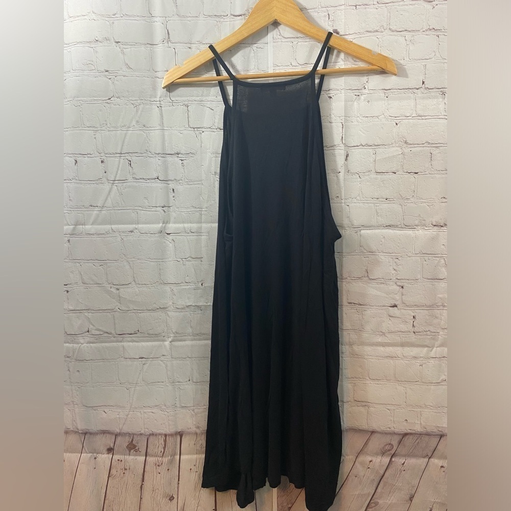 Zenana Womens Size Medium Black Spaghetti Strap Drop Arm Mini Dress Cover Up